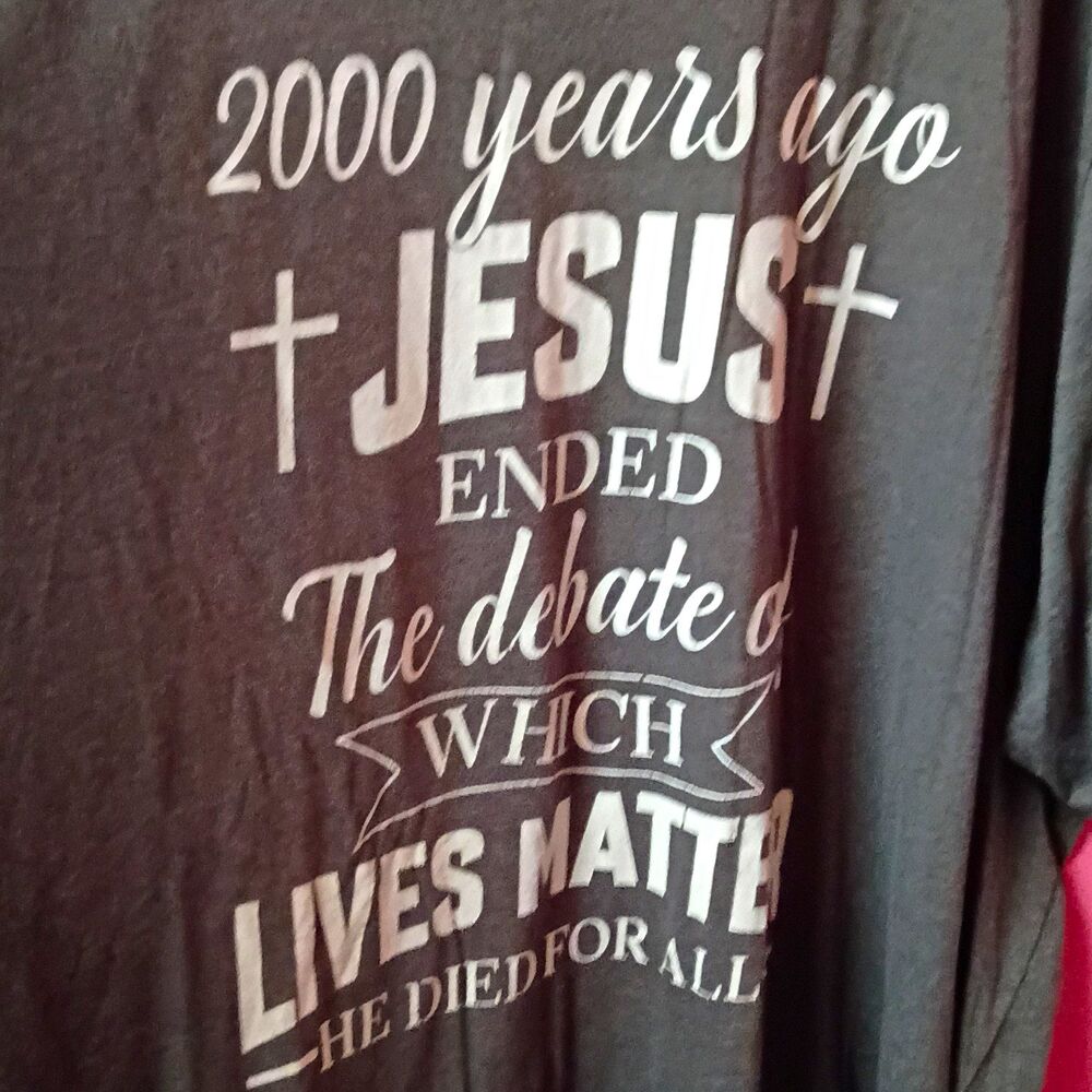 Gildan Men’s Big & Tall 5XLT Gray Long Sleeve Crew Neck Jesus Graphic Tee